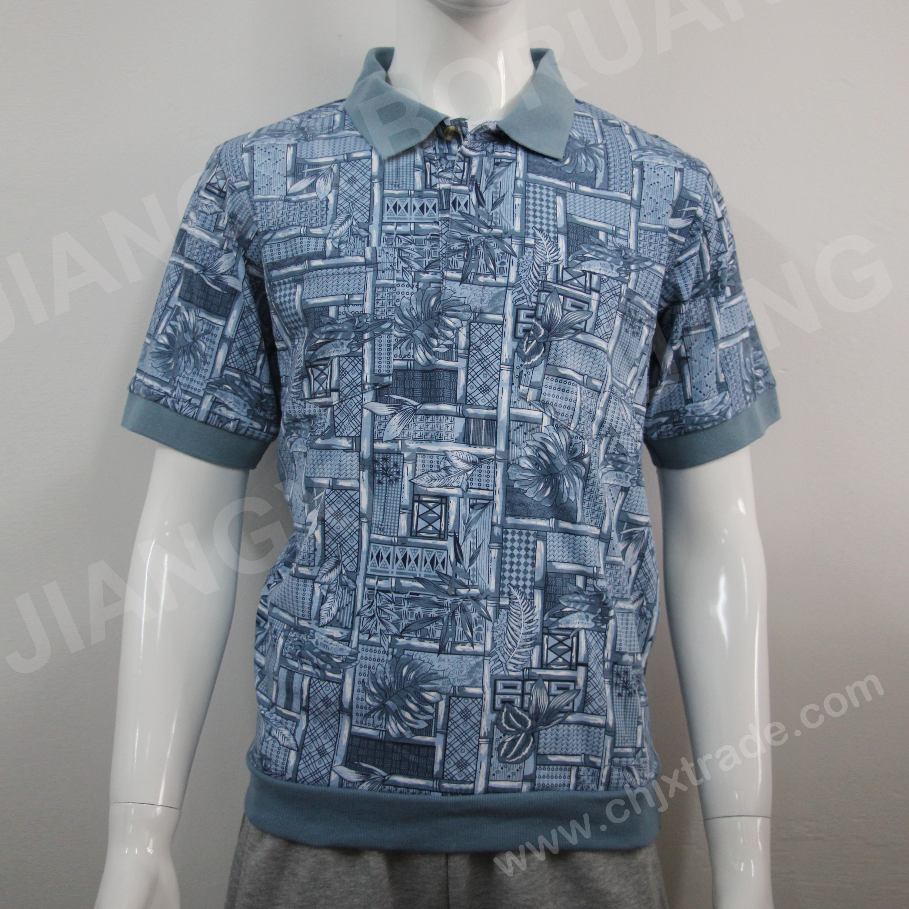 Mens Tc Jersey Polo Shirt With Full Print
