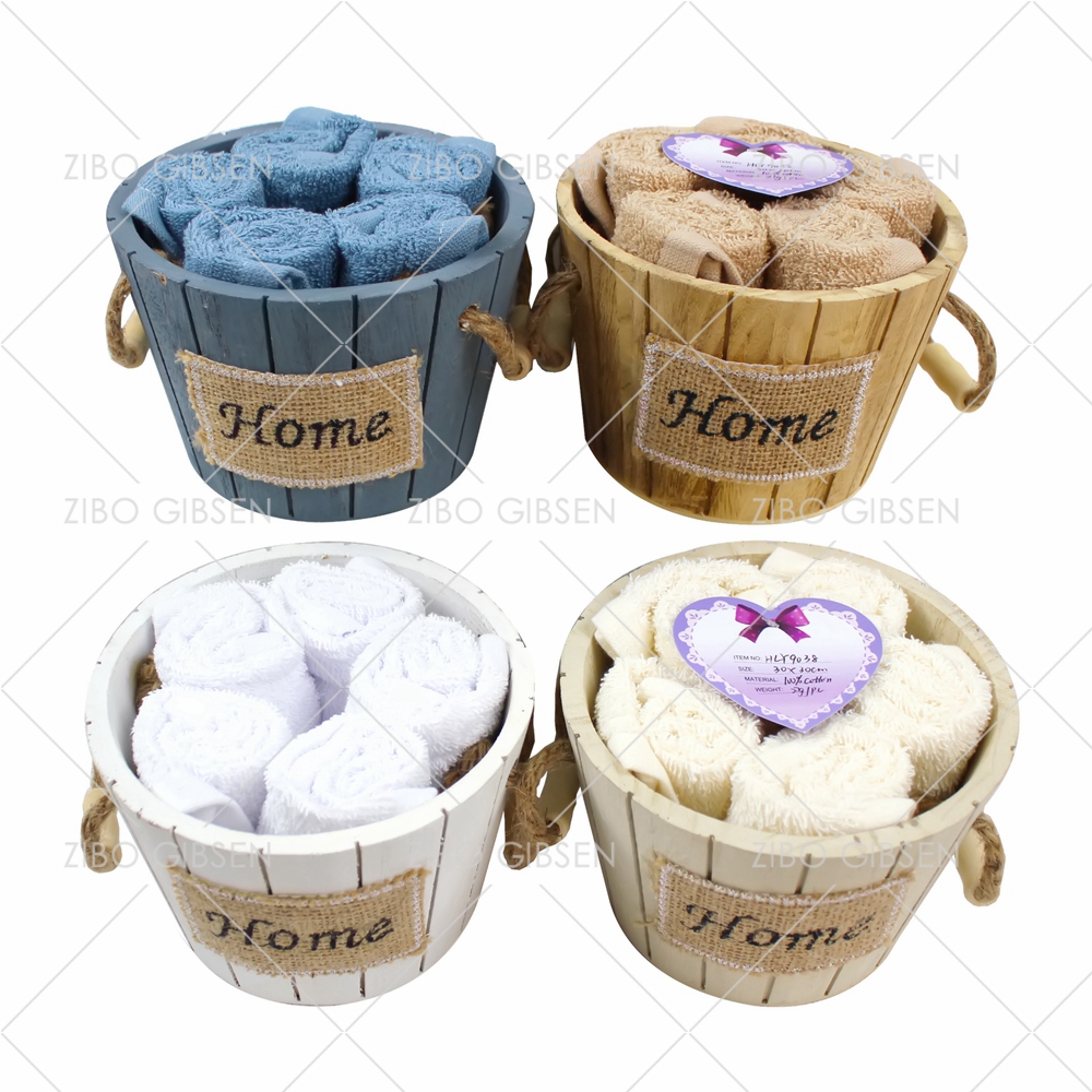 Cotton towel set with basket towel set gift towel set guest towel