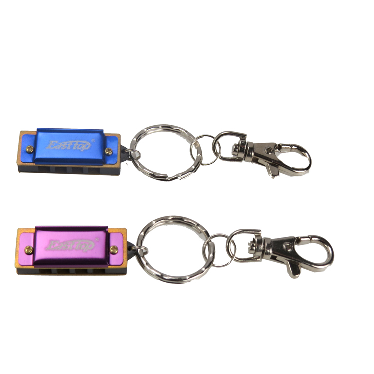 4 hole 8 tone colourful mini toy keychain harmonica