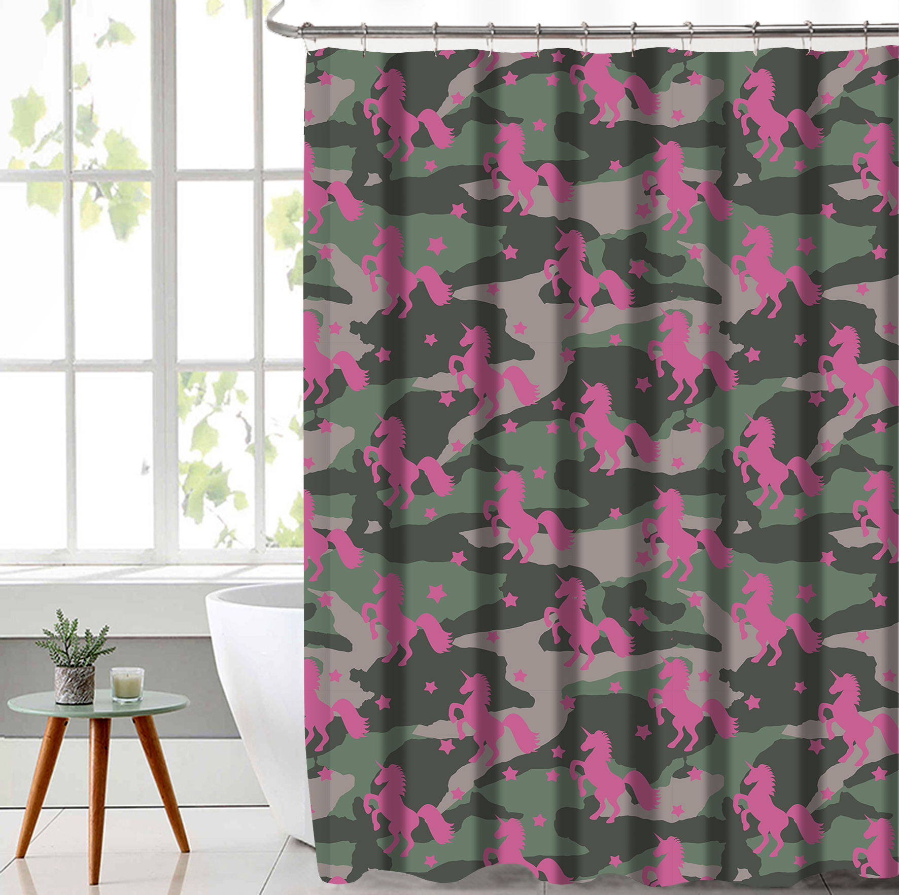 Polyester Canans Poly Slub Shower Curtain with Hooks Set, Calabash Hook
