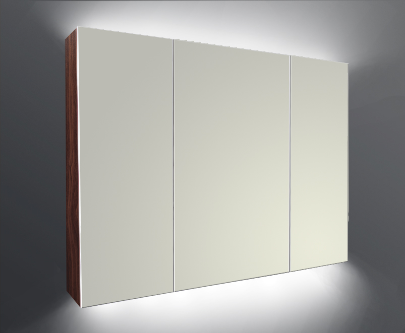 Illuminated mirror cabinet