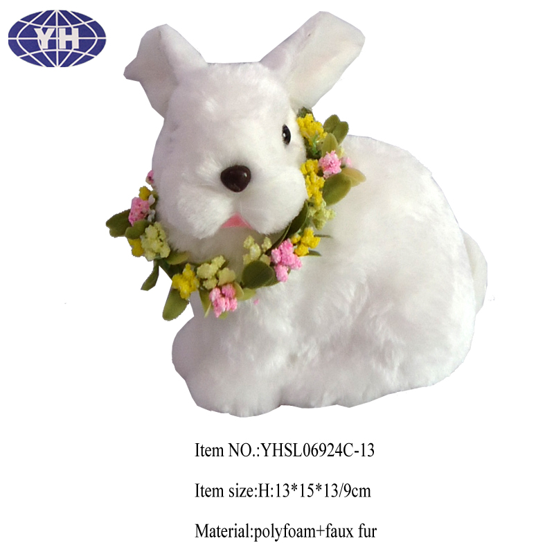 Easter decor,Home decor,crafts,decoration,bunny,faux fur rabbit with flower wreath