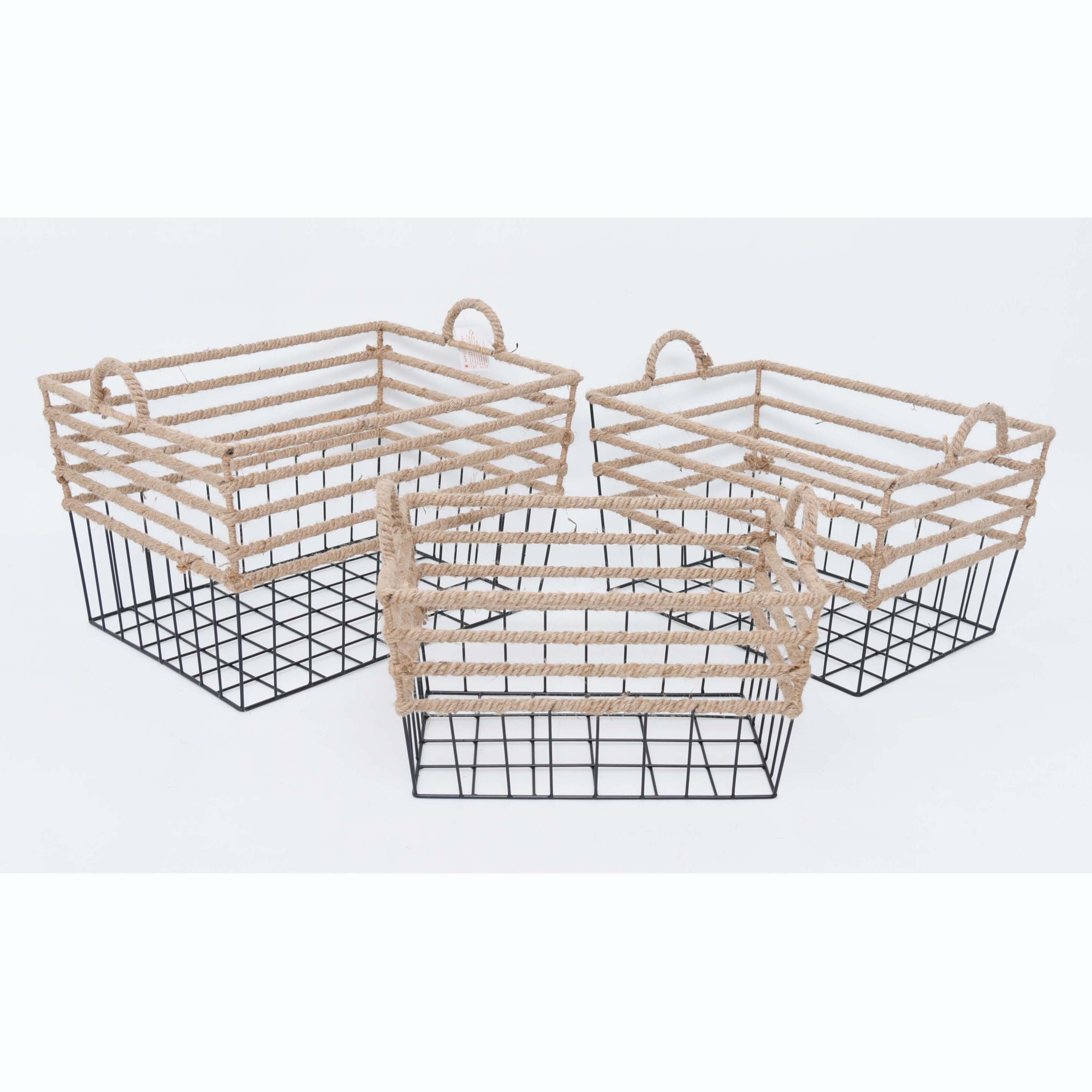 Natural Rectangle Storage Basket Metal Basket Toy Basket