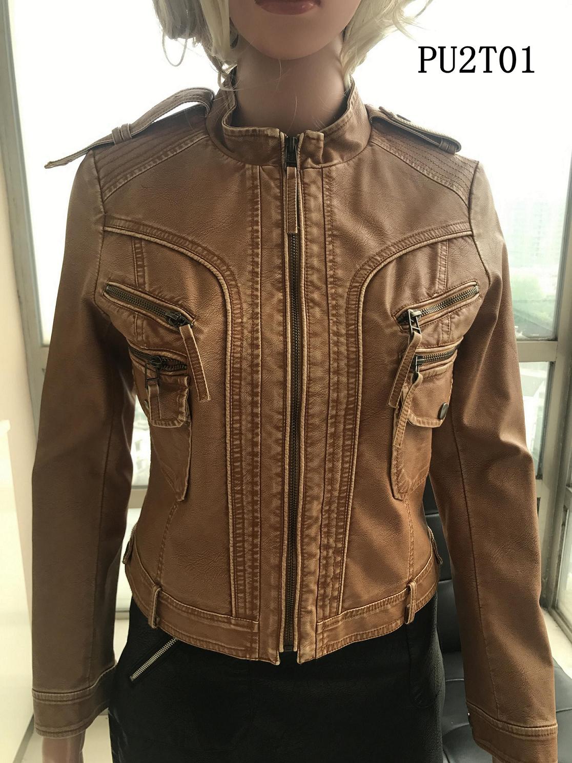 Ladies Print Embroider Two Tone Pu Jacket