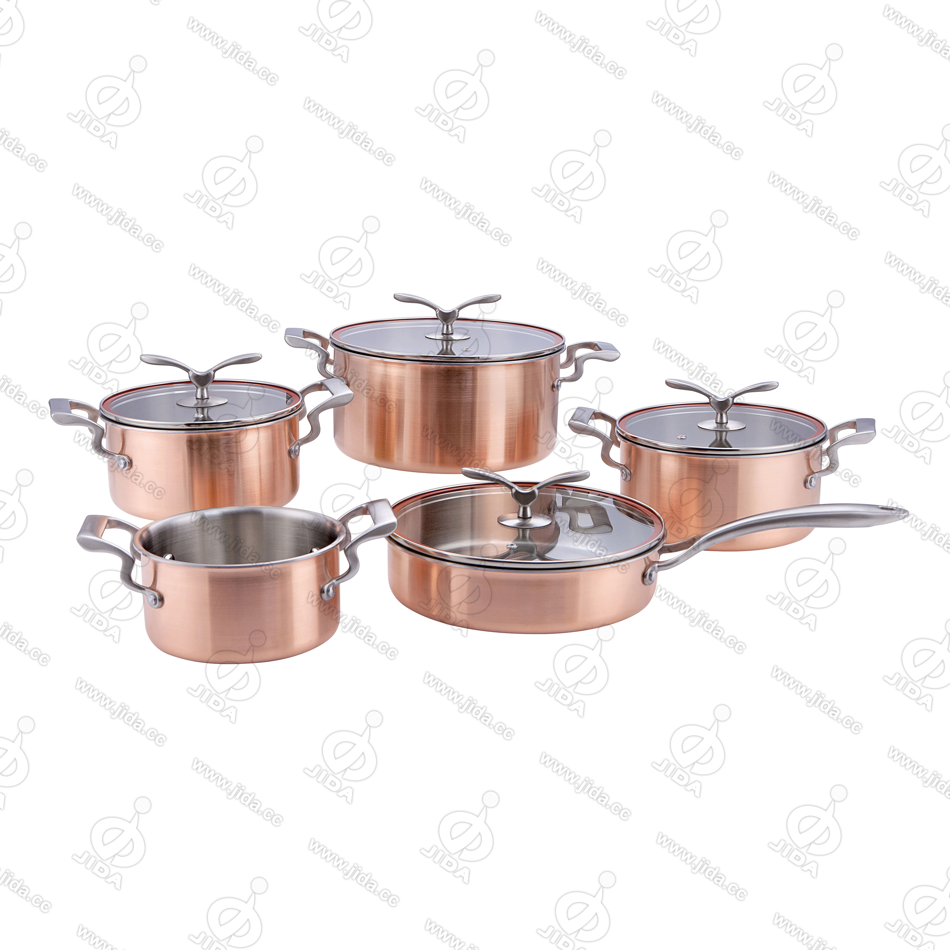 9pcs 3layers copper cut edge pot set