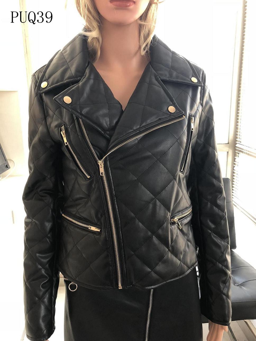 Ladies Print Embroider Quilting Pu Jacket