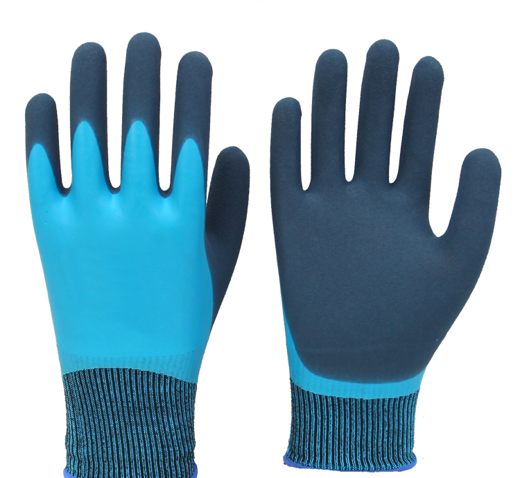 Water-proof latex sandy gloves. Double dipping