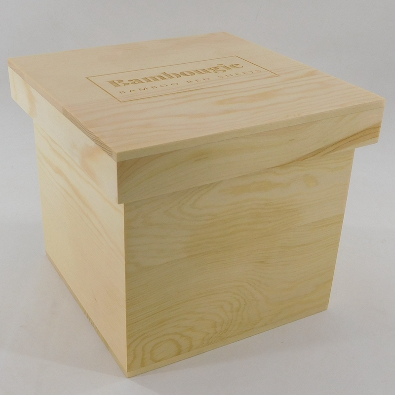 natural unfinished pine wood box with lift lid