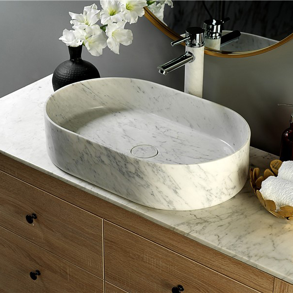 SLO6038CA Contemporary Design Wash Basin in Italian Carrara