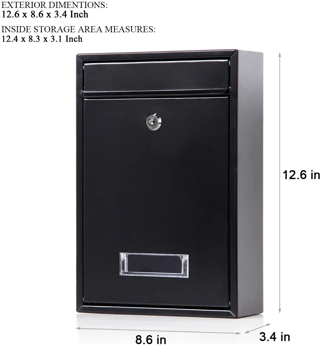 Large capacity wall hanging vertical mailbox