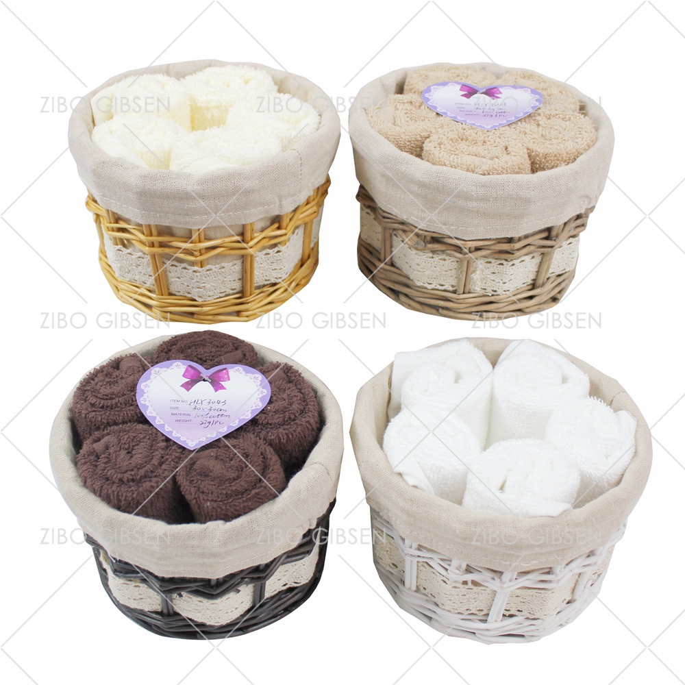 Cotton towel set with basket towel set gift towel set guest towel