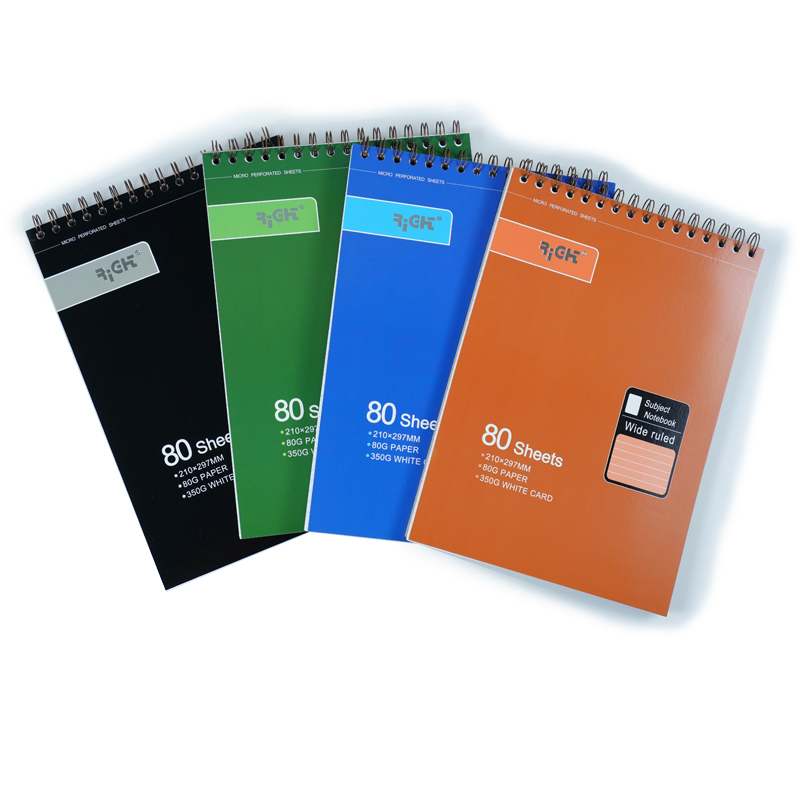 Card cover top bronze spiral notebook with perforated line