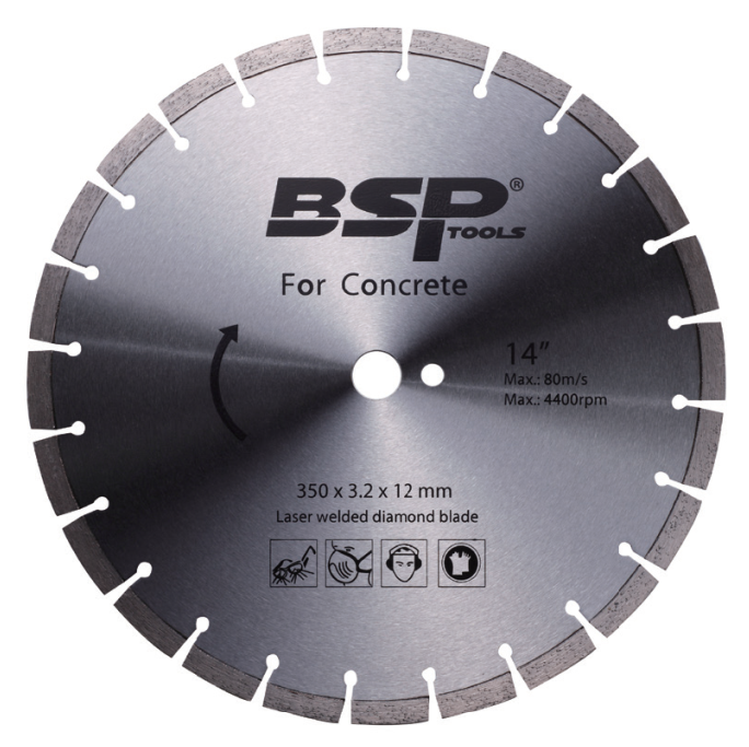 Laser welded diamond blade for green concrete