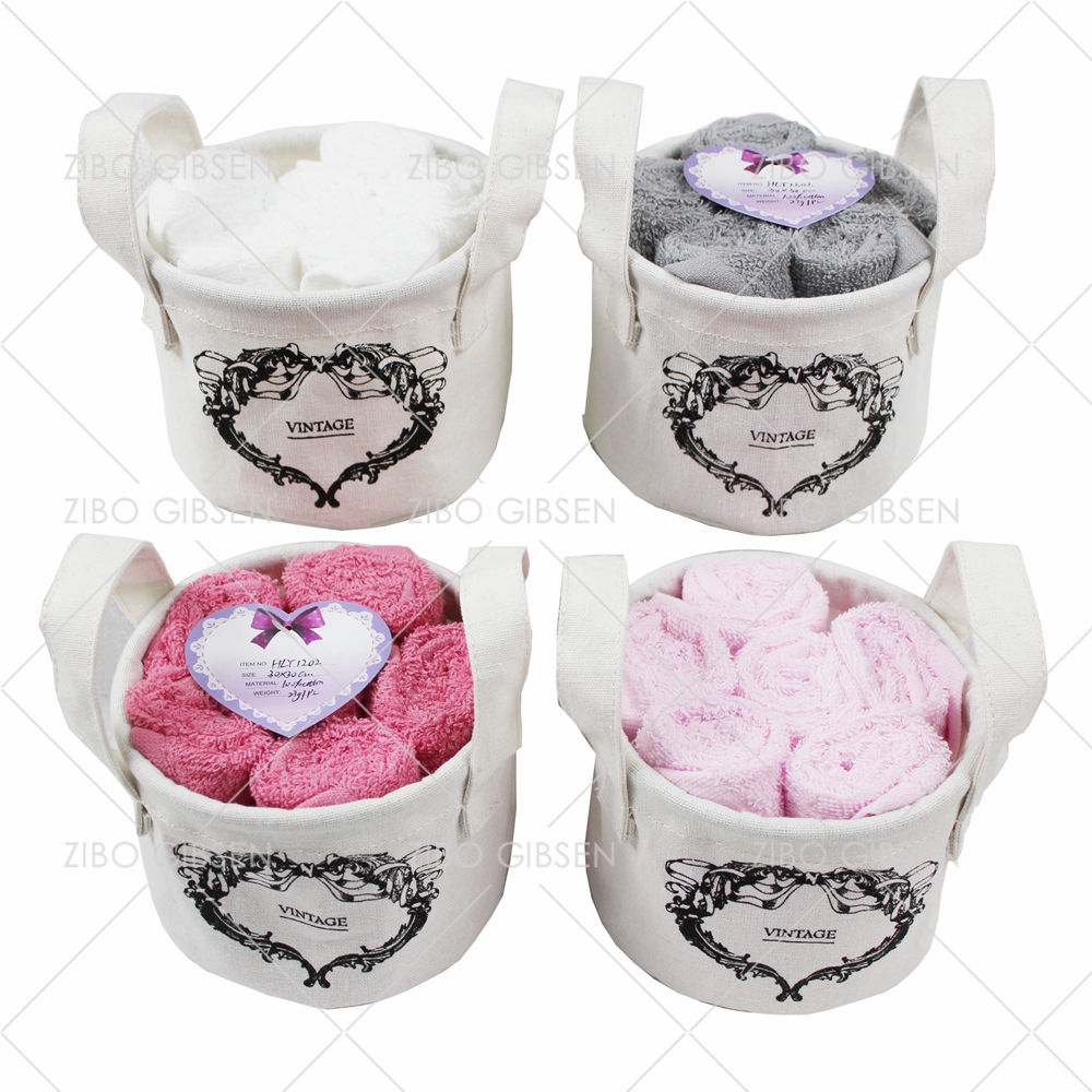 Cotton towel set with basket towel set gift towel set guest towel
