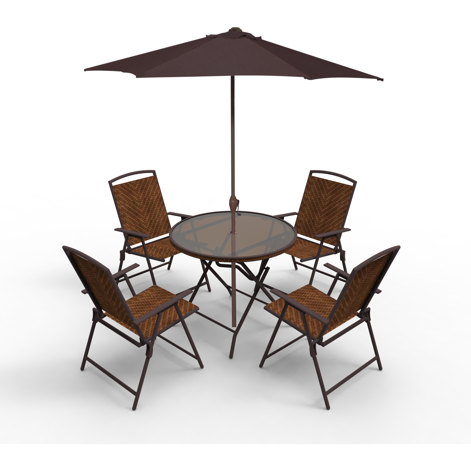 Steel wicker folding patio set