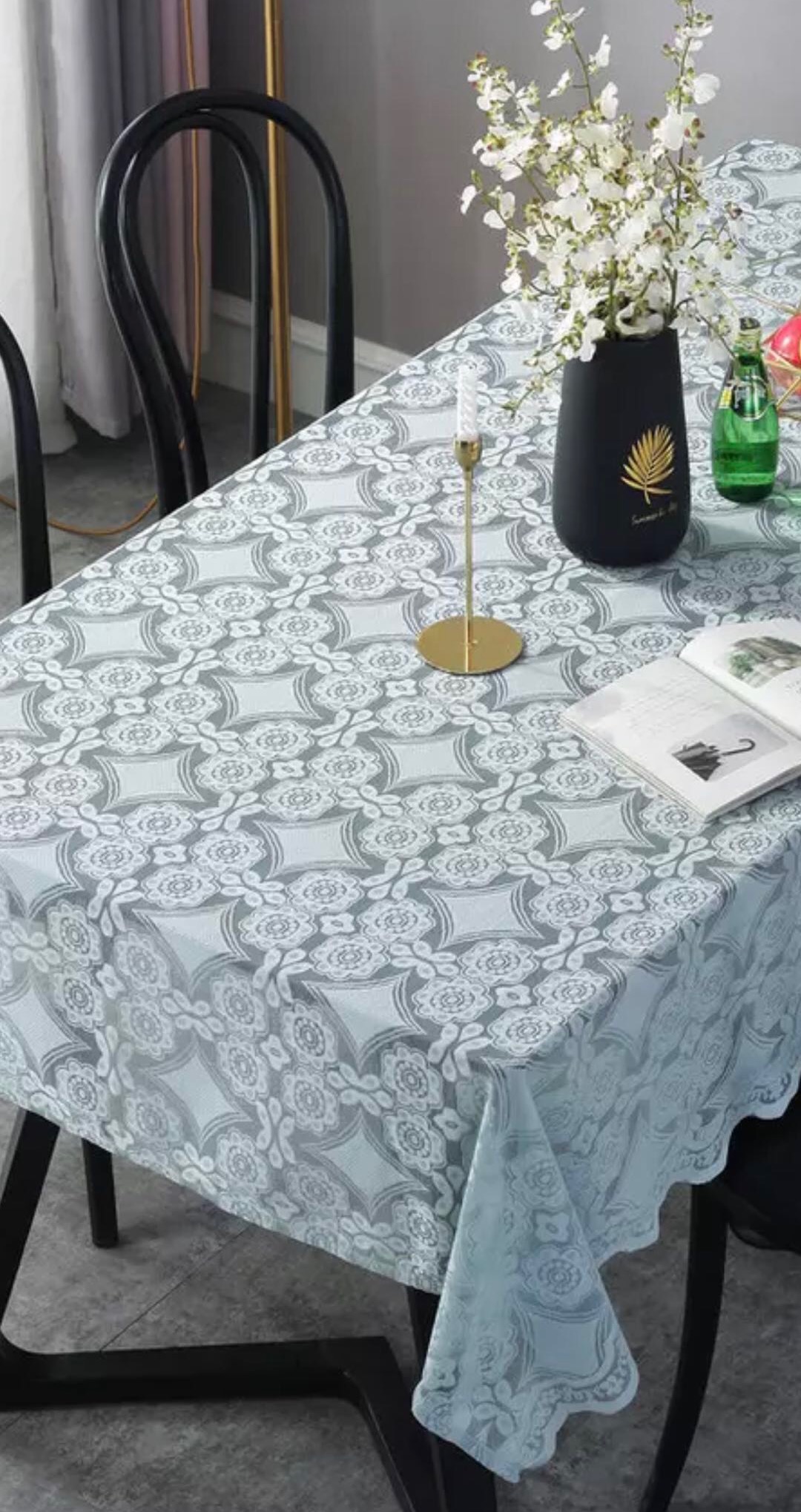 W-polyether coated lace textile tablecloth