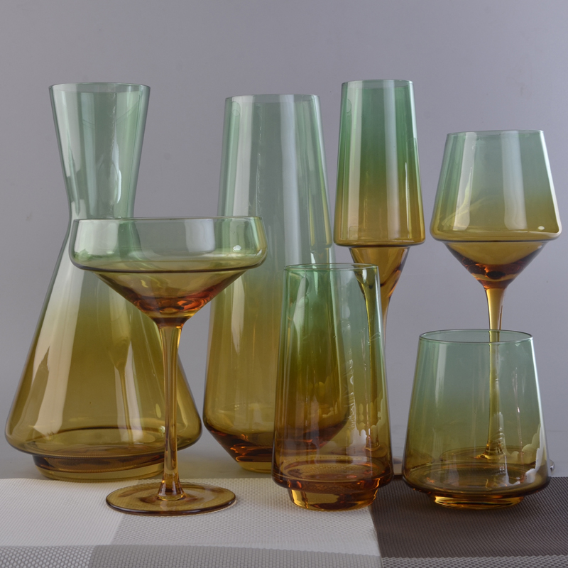 Gradient color glass set, high quality wine glass/decanter set