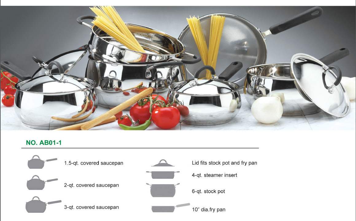 10pcs Stainless Steel cookware sets