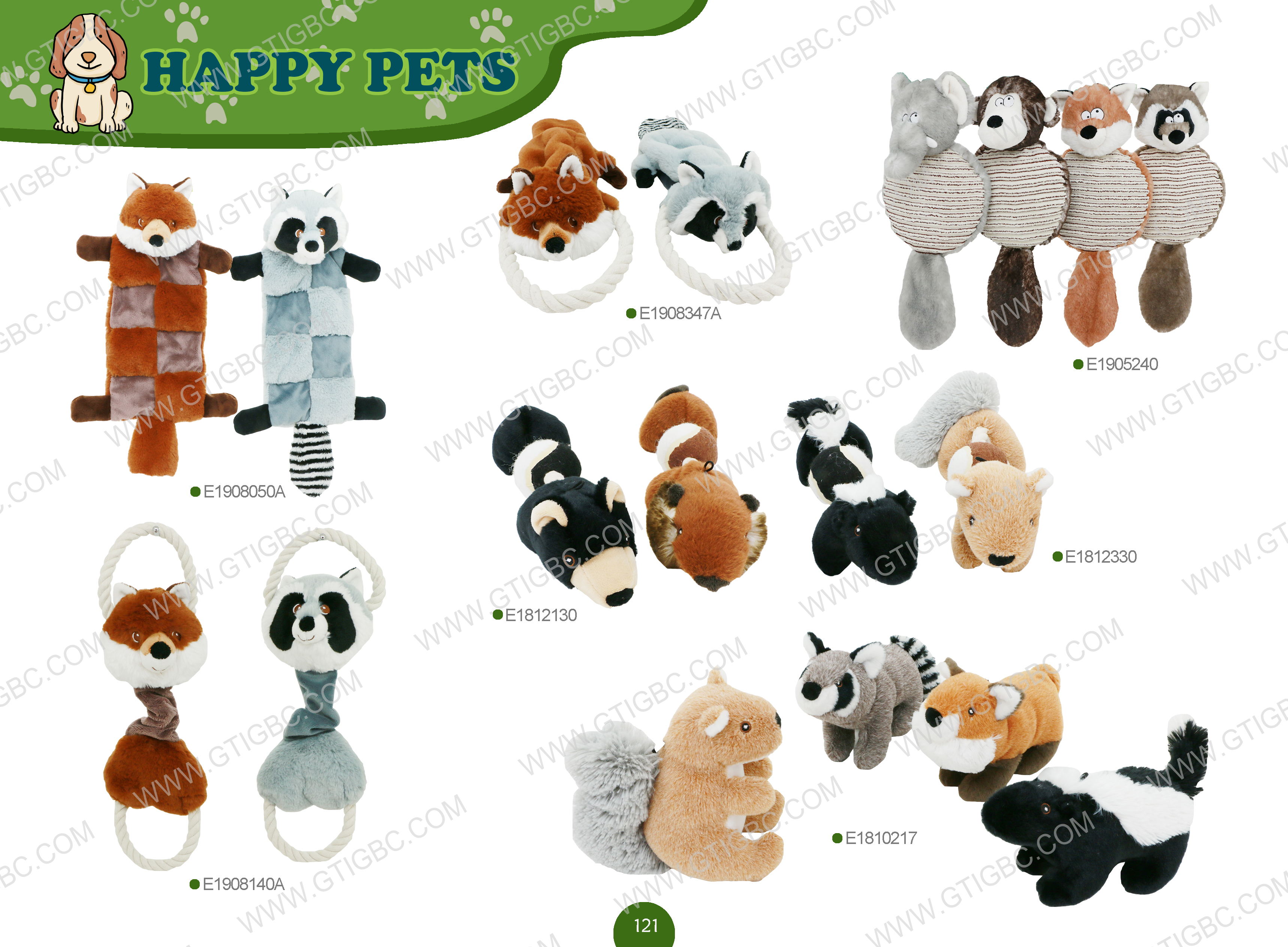 Pet Toy Fox Raccoon Monkey Elephant Squirrel Gtst Plush Toy