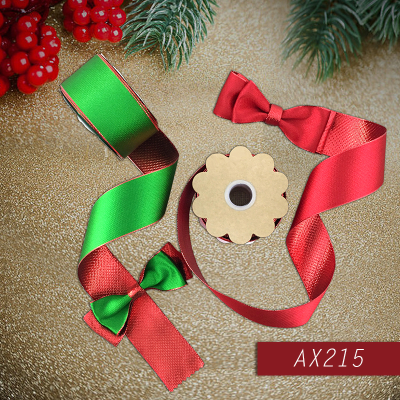 Christmas Ribbon Double Face satin with Metallic Ribbon assort.