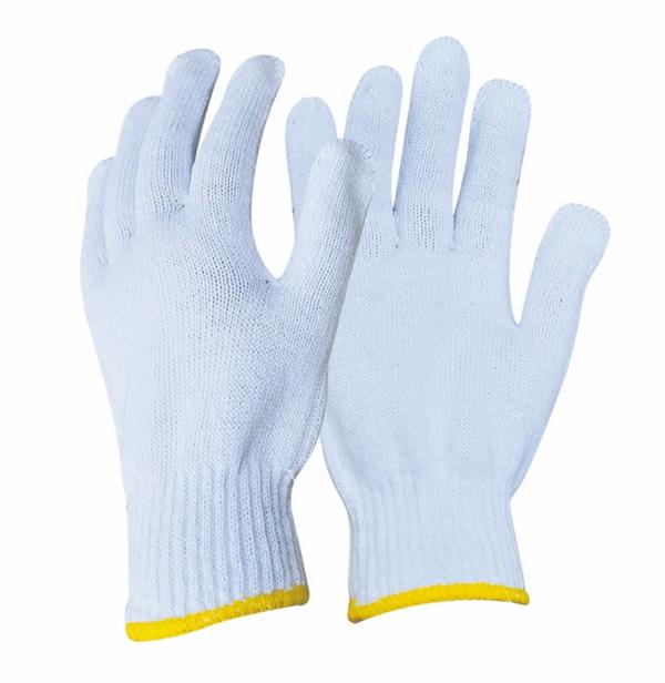Bleached white cotton knitted glove