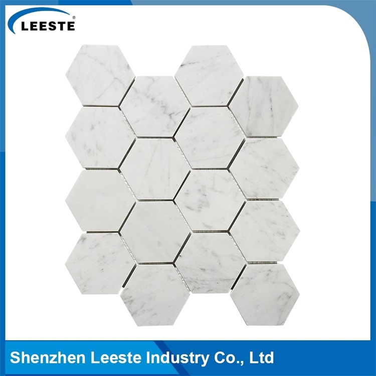 carrara white 3 inch hexagon（7.5cm） mosaic