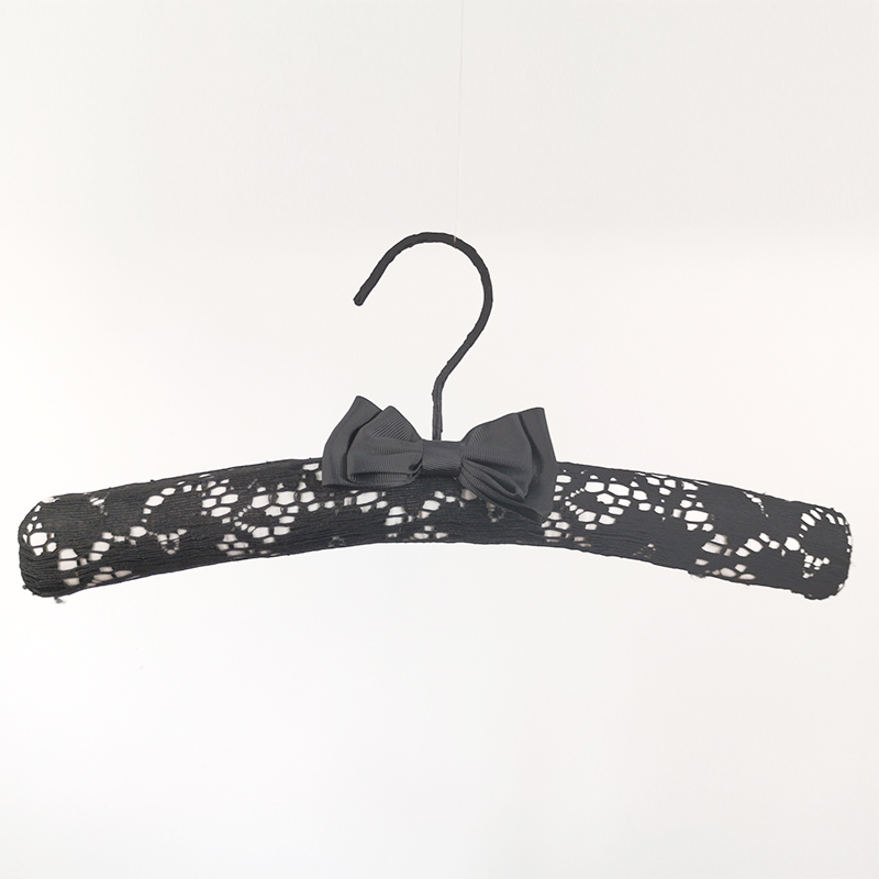 Satin padded hanger with lace