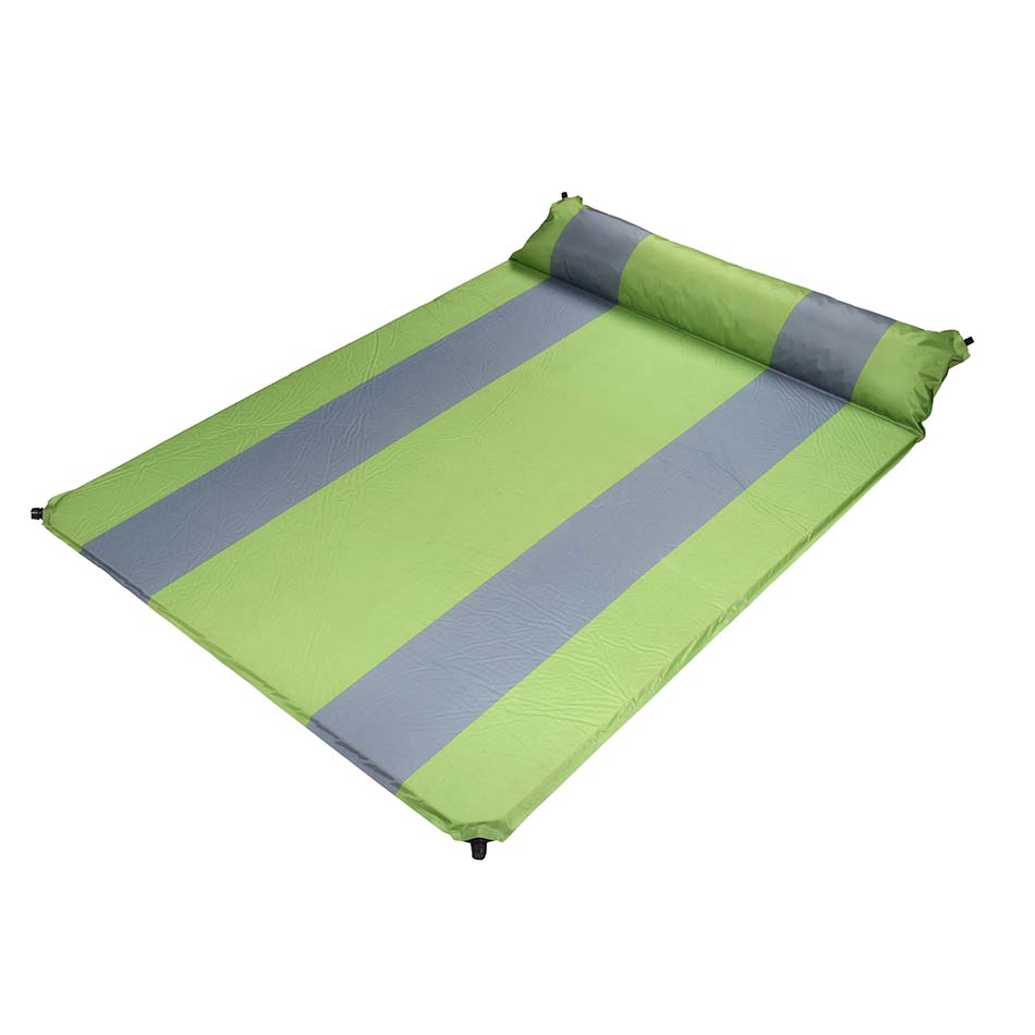 double size self-inflating mat with pillow