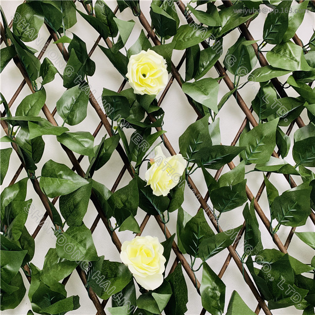 Artificial Leaf Trellis With White Flowers