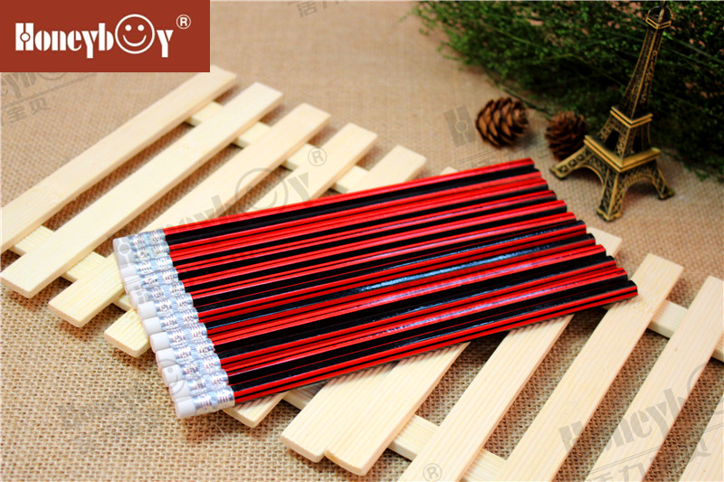 Famous high quality stripe HB office pencil with eraser