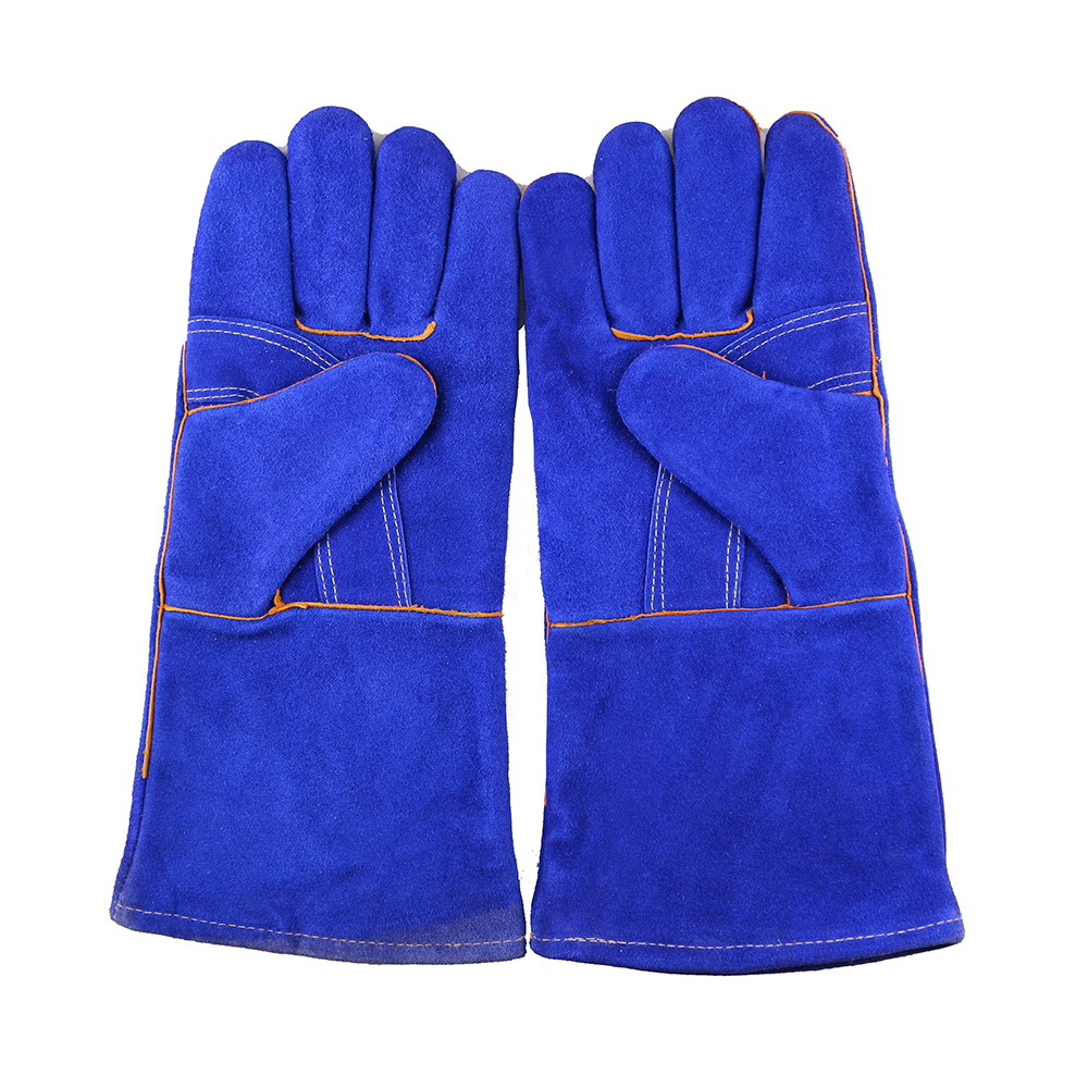 Cow split leather welding glove reliably prevent molten metal from splashing