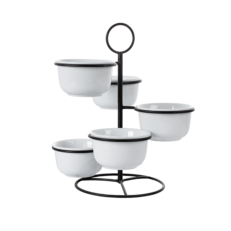 S/6 5pcs Round Bowl With Rack