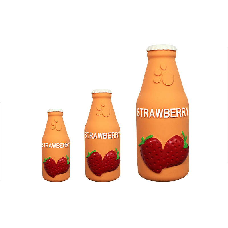 10cm Latex Strawberry Juice -small Dot toys，BB whistle, Strawberry smell Pet Toys