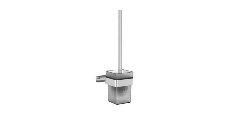Aluminum mirror toilet brush & holder