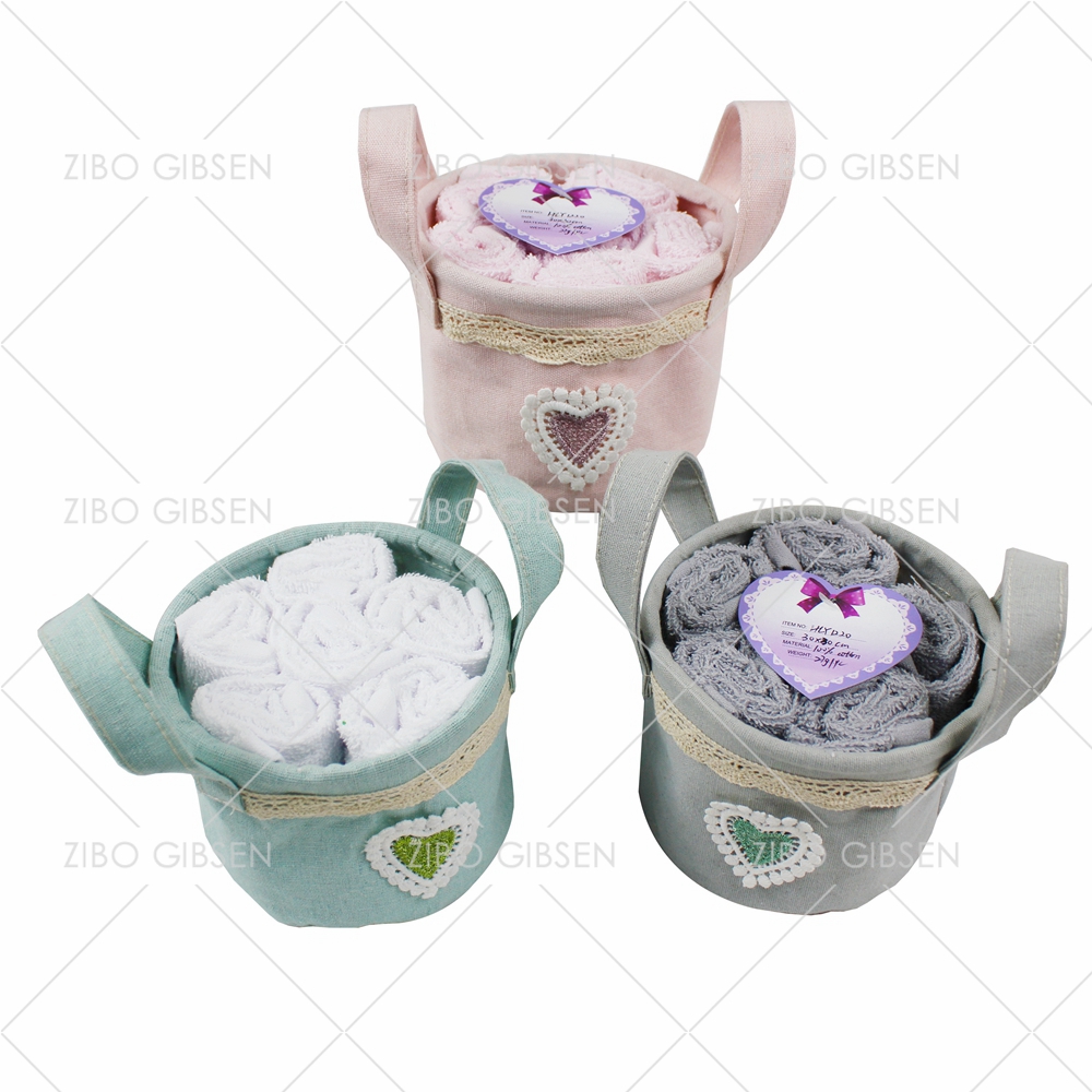 Cotton towel set with basket towel set gift towel set guest towel