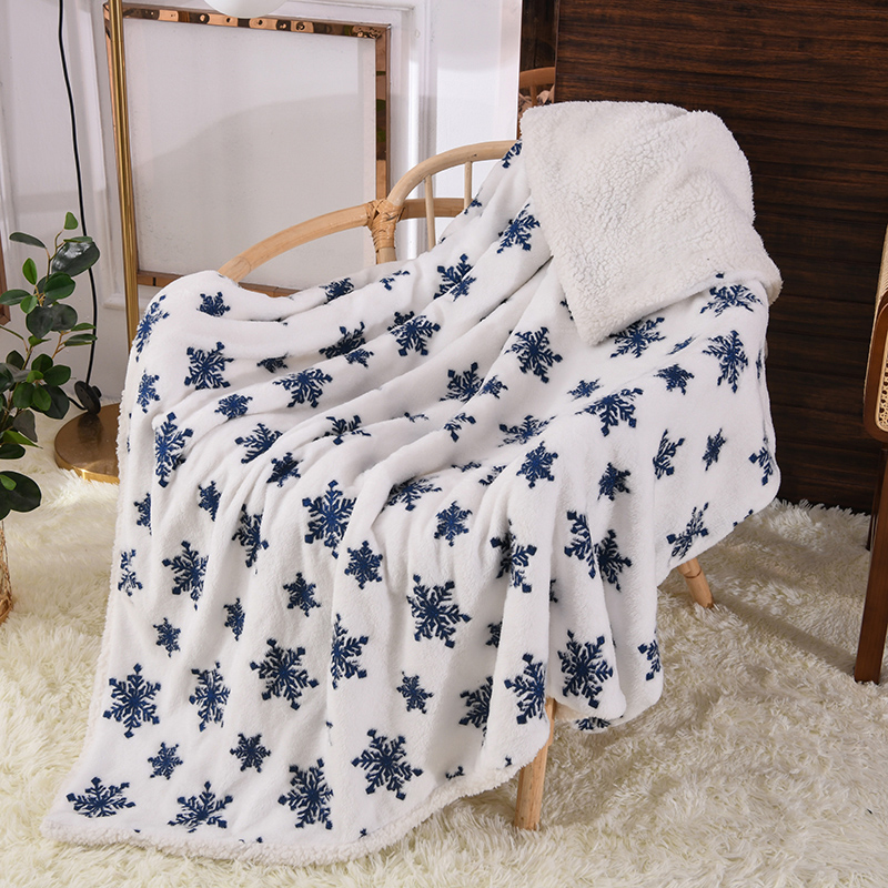 Flannel with glitter and sherpa reverse blanket