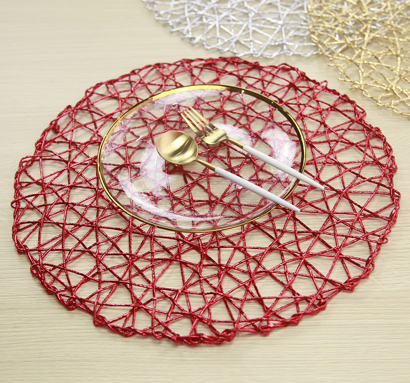 Handmade Metallic Round Christmas Placemat
