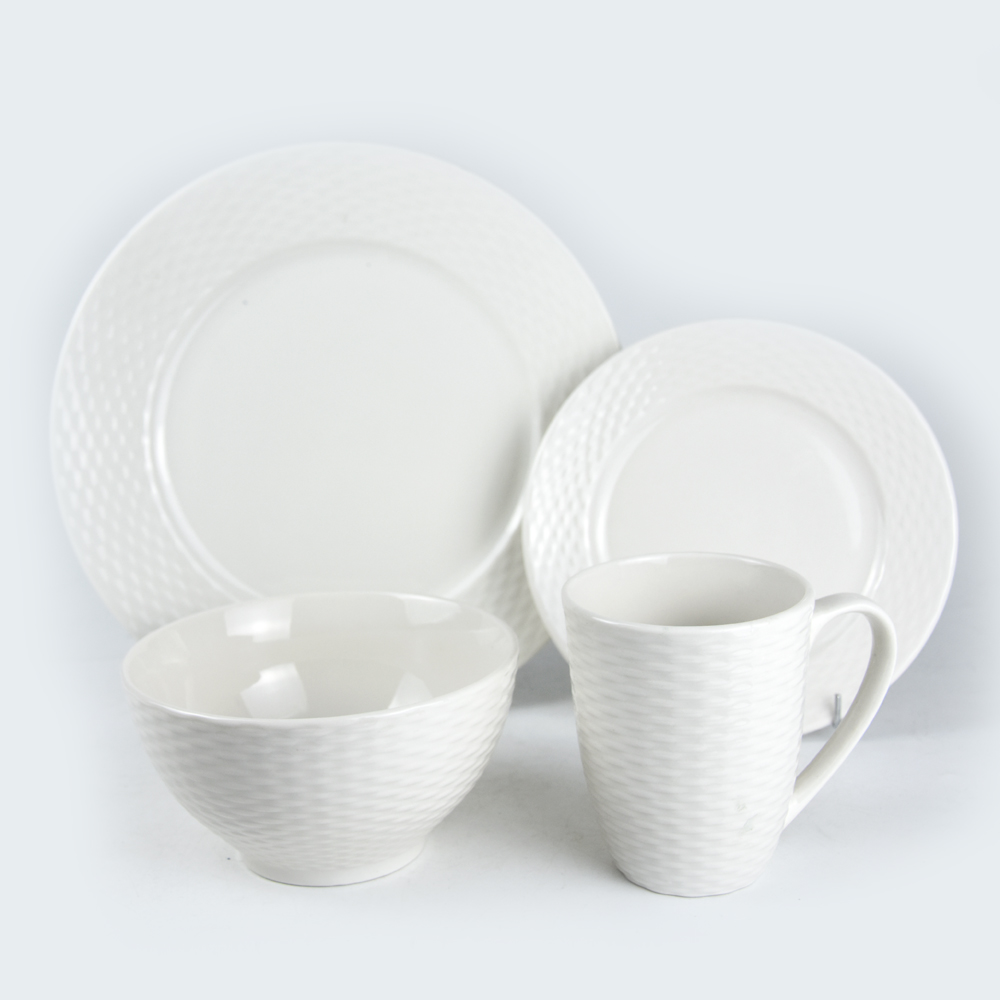 16pcs porcelain dinner set with embossment