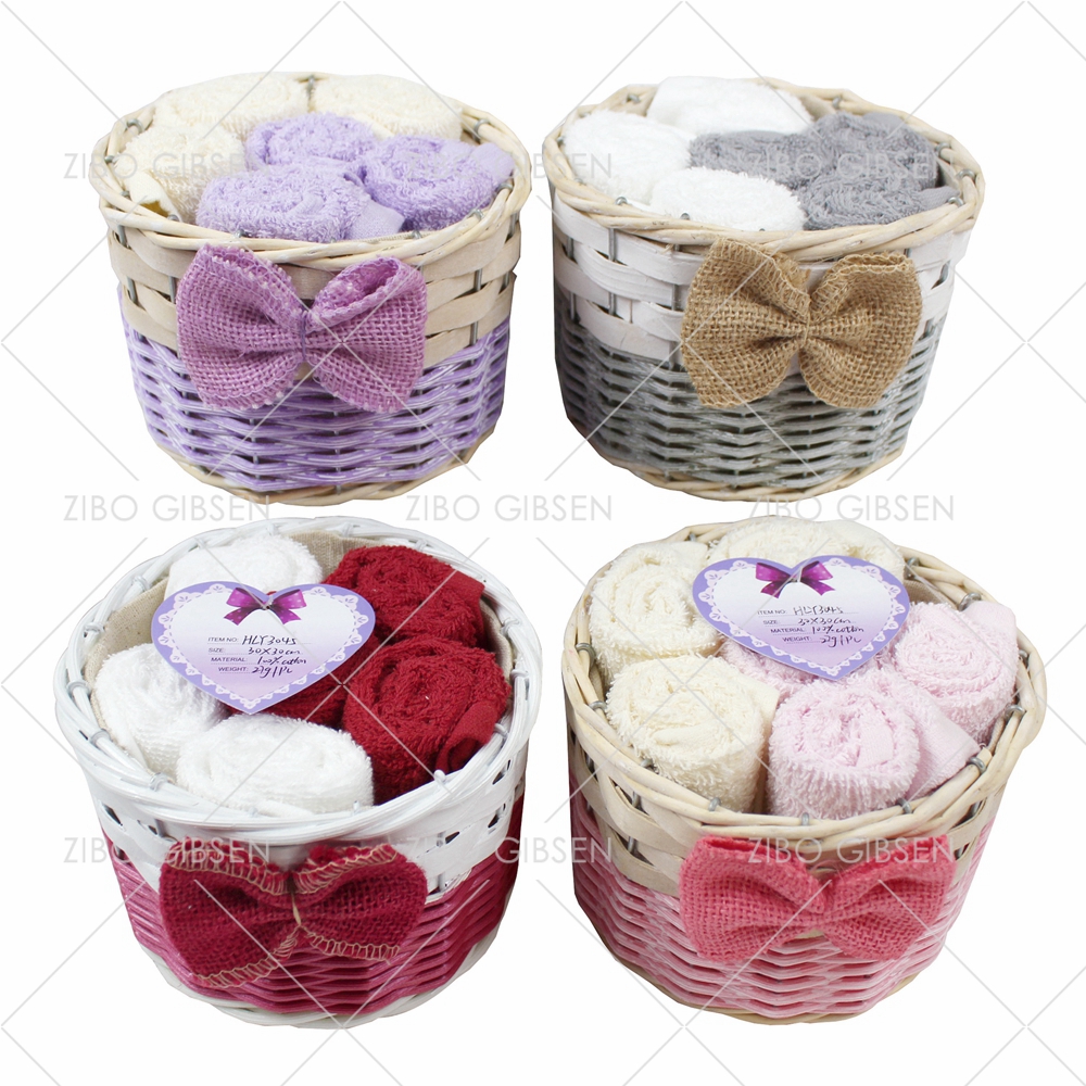 Cotton towel set with basket towel set gift towel set guest towel