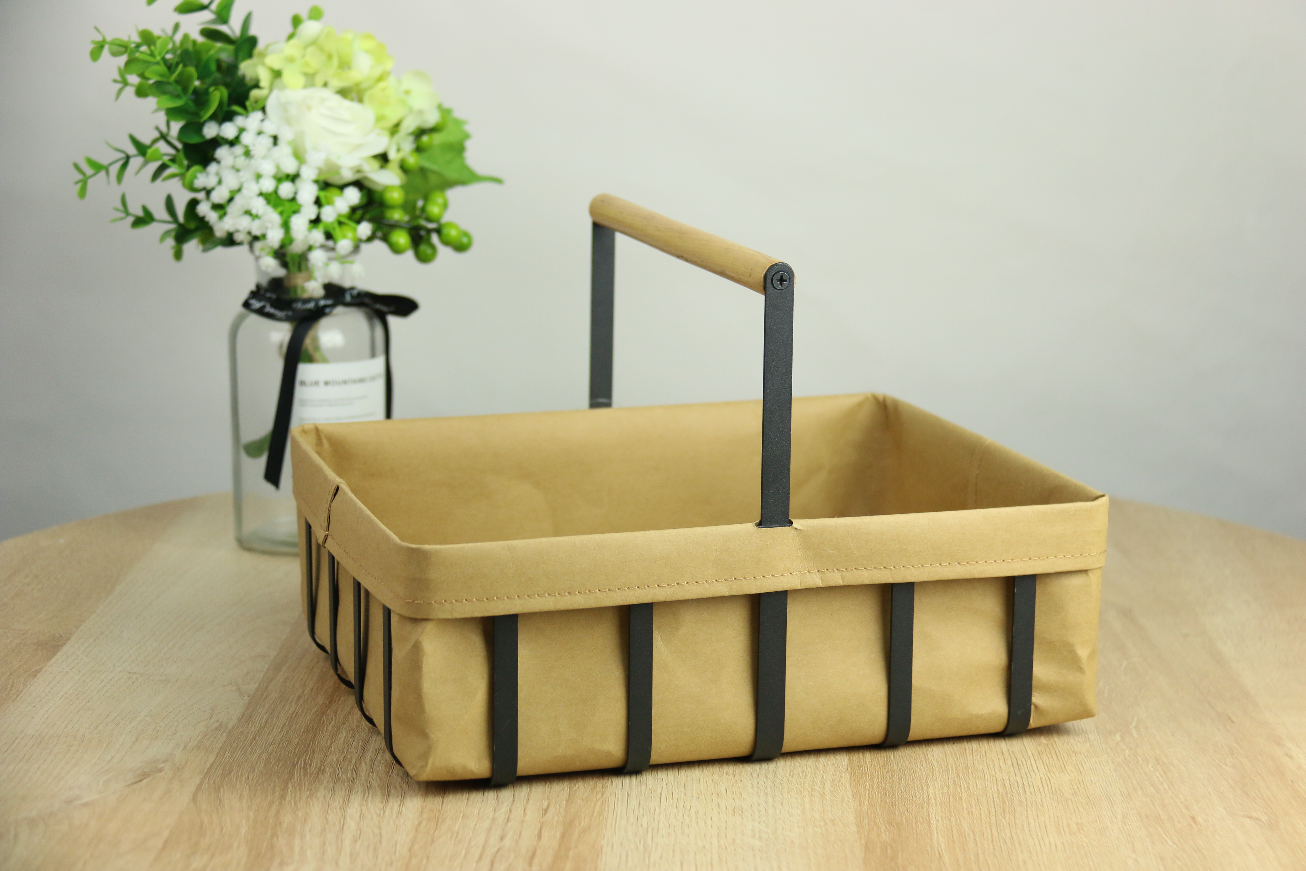 Metal Basket with Lining Metal Wire Storage Basket Metal Grid Storage Basket