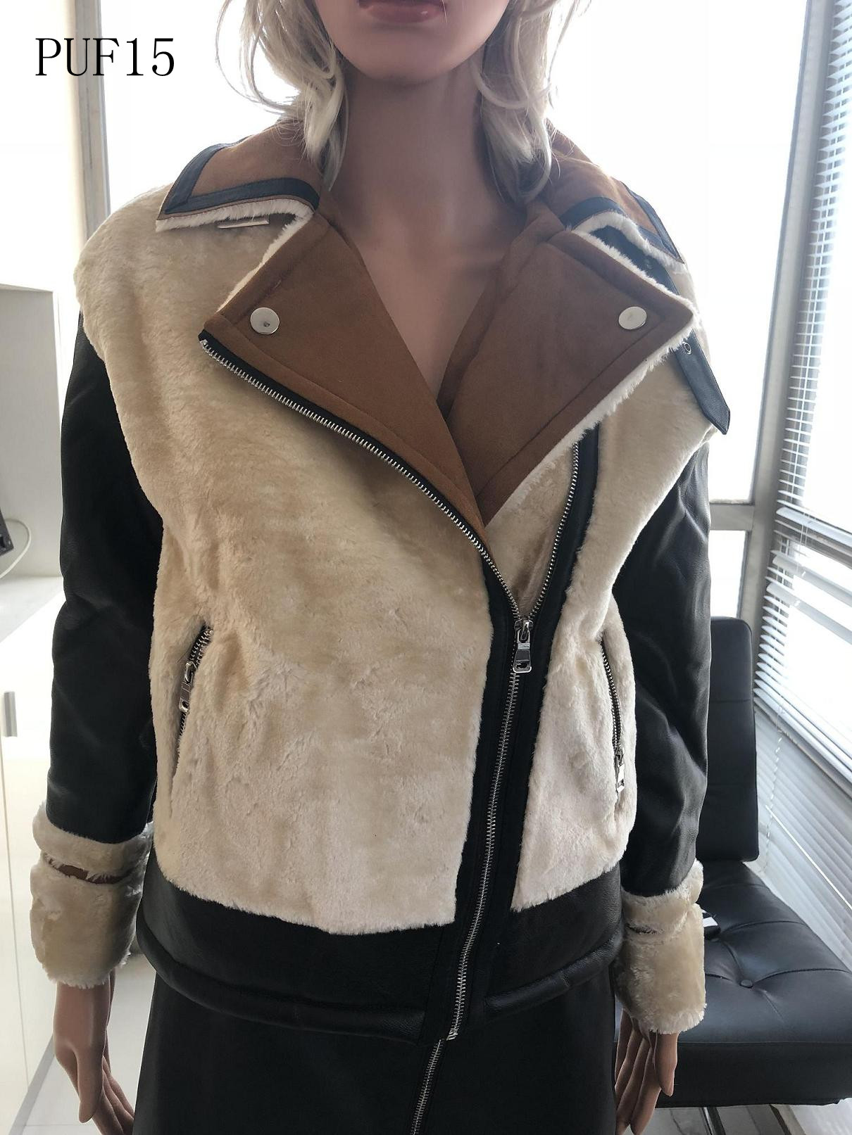 Ladies With Print Embroider Fur Pu Jacket