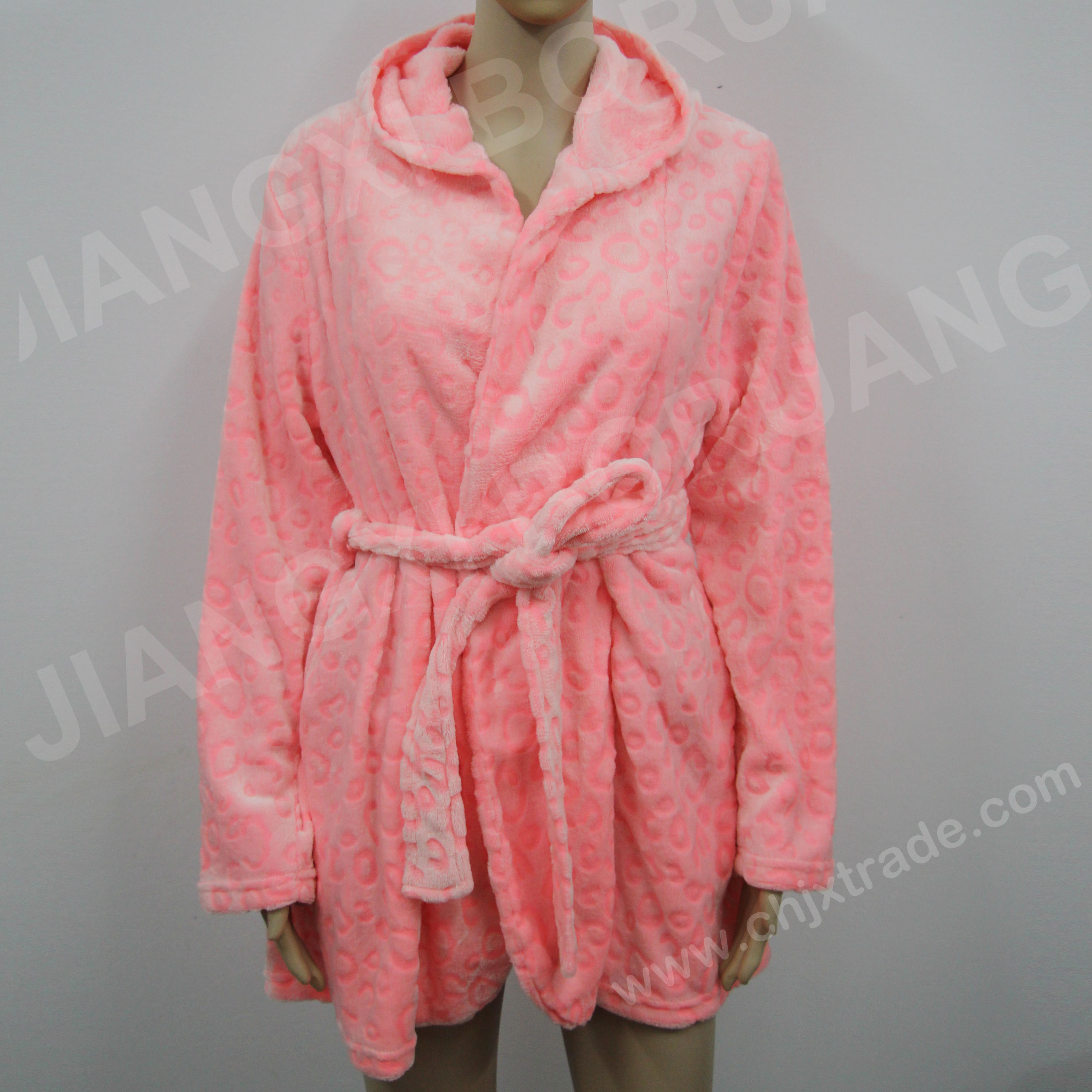 Womens 100%polyester Emboss Polar Fleece Nightrobe