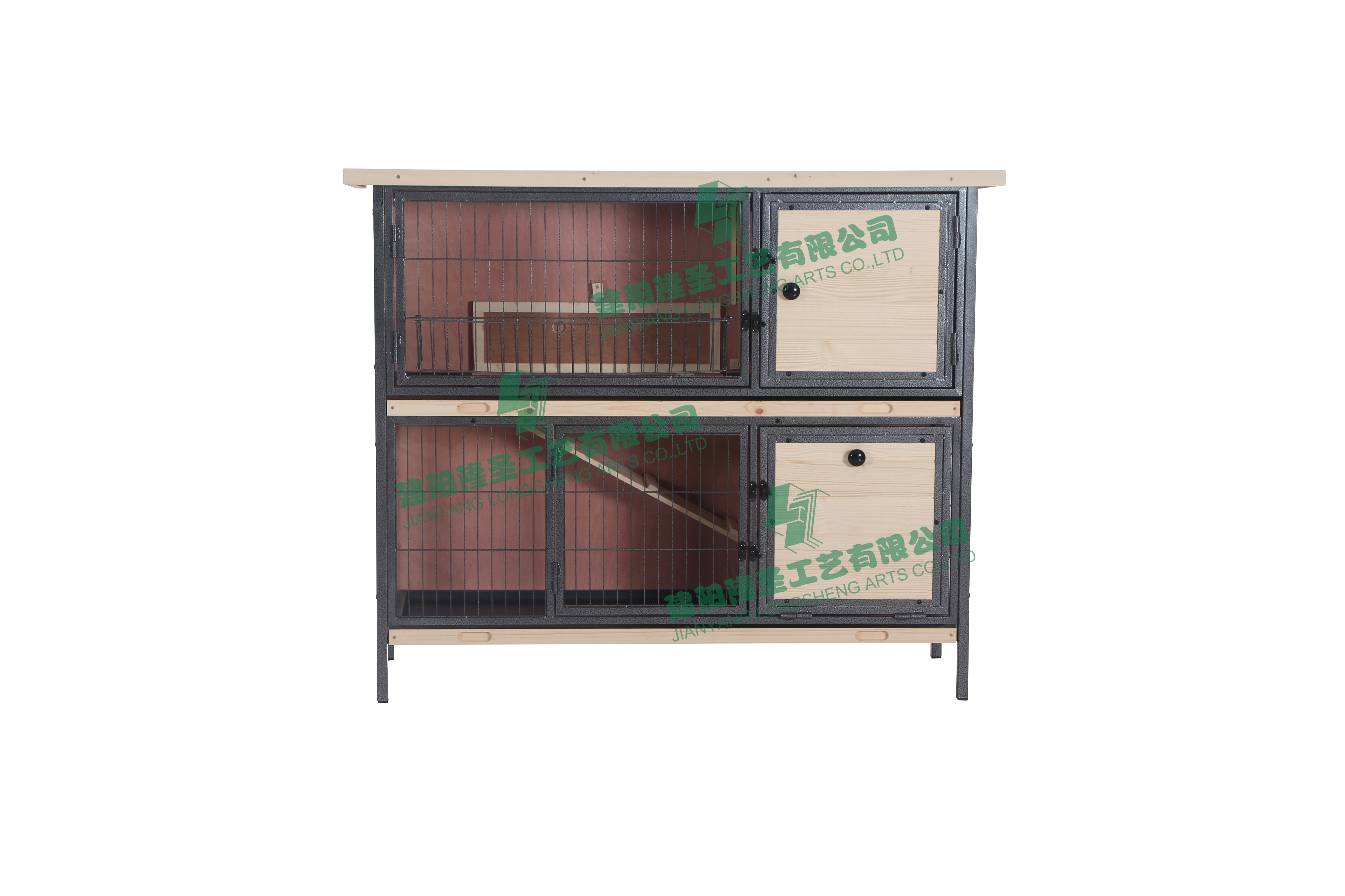 two floors bunny hutch rabbit cage with feeding trough