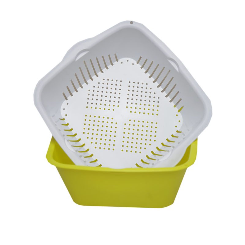 Kitchen Strainer Double layer Draining Basket,Vegetable Basket/Drying Rack/Drain Basket/Dish Tub for Food Lettuce Rice Fruit Pasta - Food Grade Kitchen Plastic