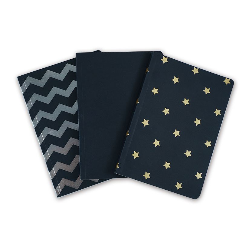 Black card cover hot stamping glued exercise book