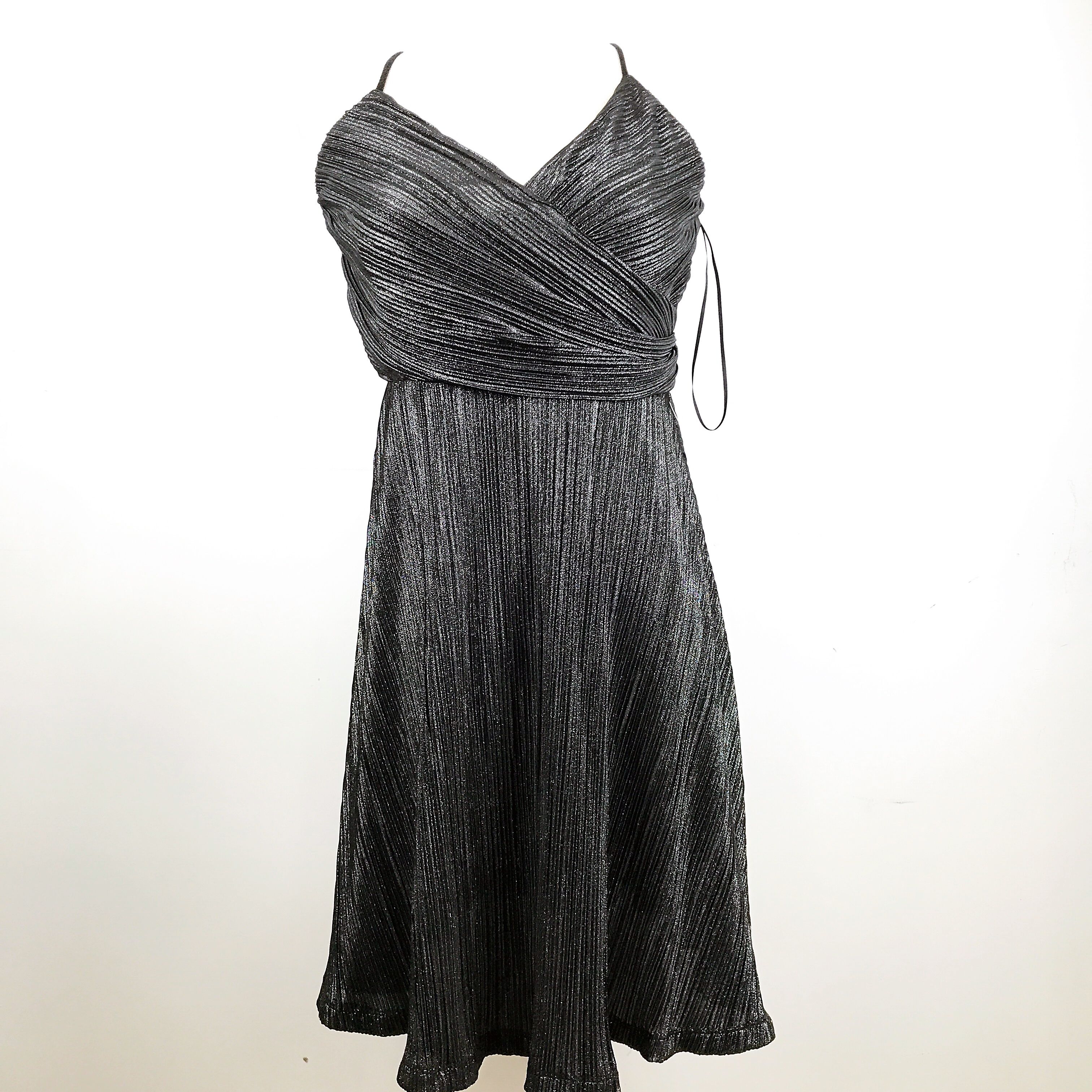ladies pleat silver dress
