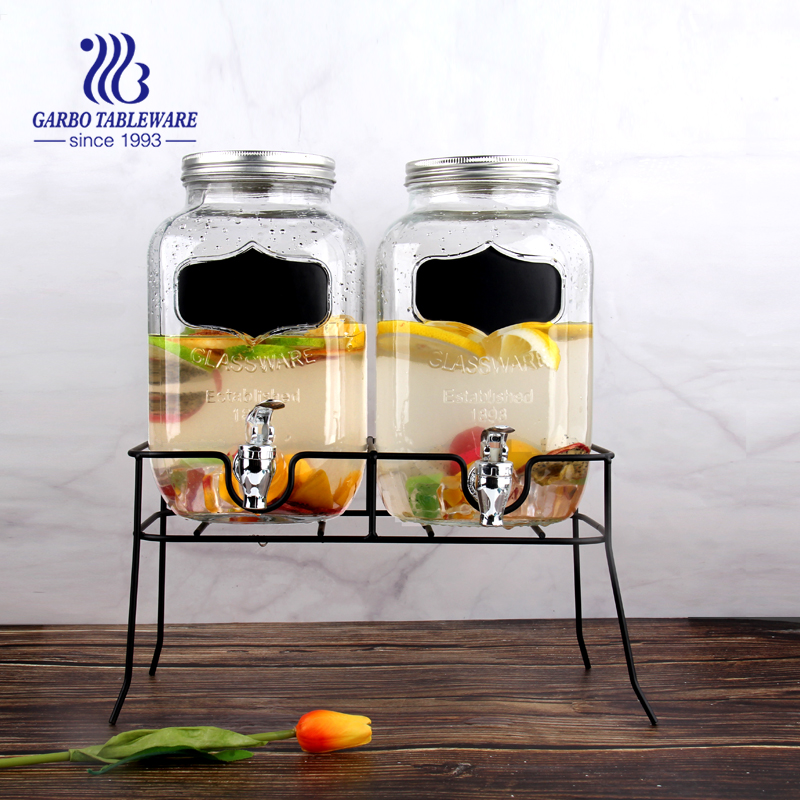 5.0L factory price high quality glass juice dispenser mason jar