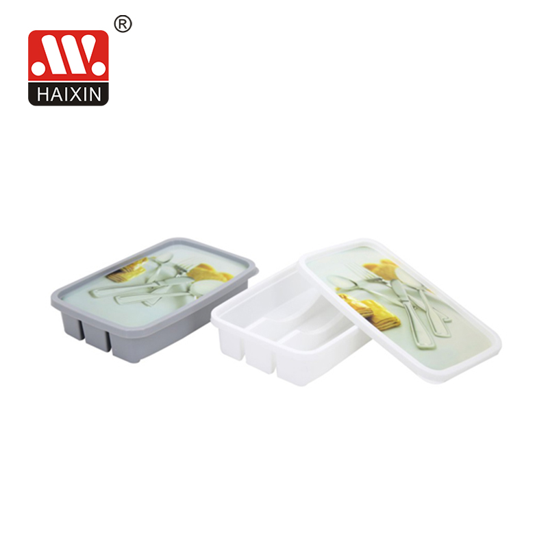 Plastic Cutlery Holder with Cover Plastic Kitchen Storage Rack for Spoon Knife and Fork