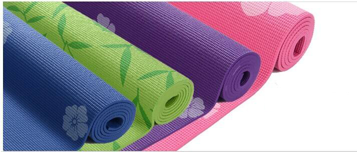 Fitness Instructional Yoga Mat with 4 colors maximum Printed, 24 inch Wide x 68 inch Long PVC Anti slip