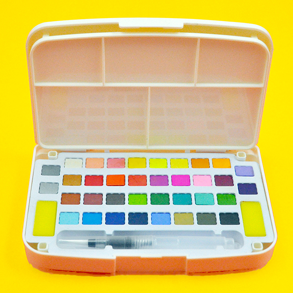 solid paint OEM Brand Student Kid Art Portable Paint Set 36 Colors Cakes soild gouache Watercolor Paint Kit